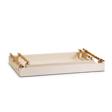 Load image into Gallery viewer, Cream Rectangle Tray with Bamboo Handles
