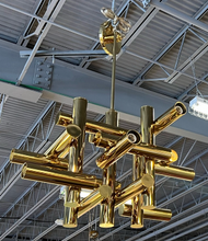 Load image into Gallery viewer, Jonathan Adler Milano Modern Polished Brass Chandelier Light
