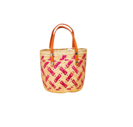 Small Straw Tote, Pink