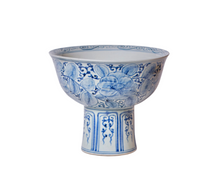 Load image into Gallery viewer, Large Blue and White Porcelain Footed Bowl
