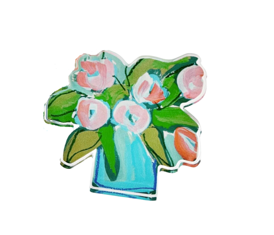 Coral Tulips Acrylic Block, Bitty