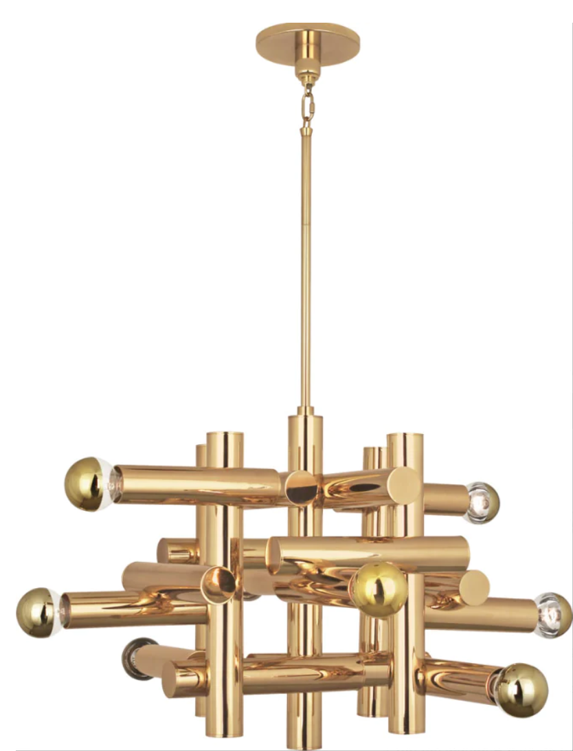 Jonathan Adler Milano Modern Polished Brass Chandelier Light