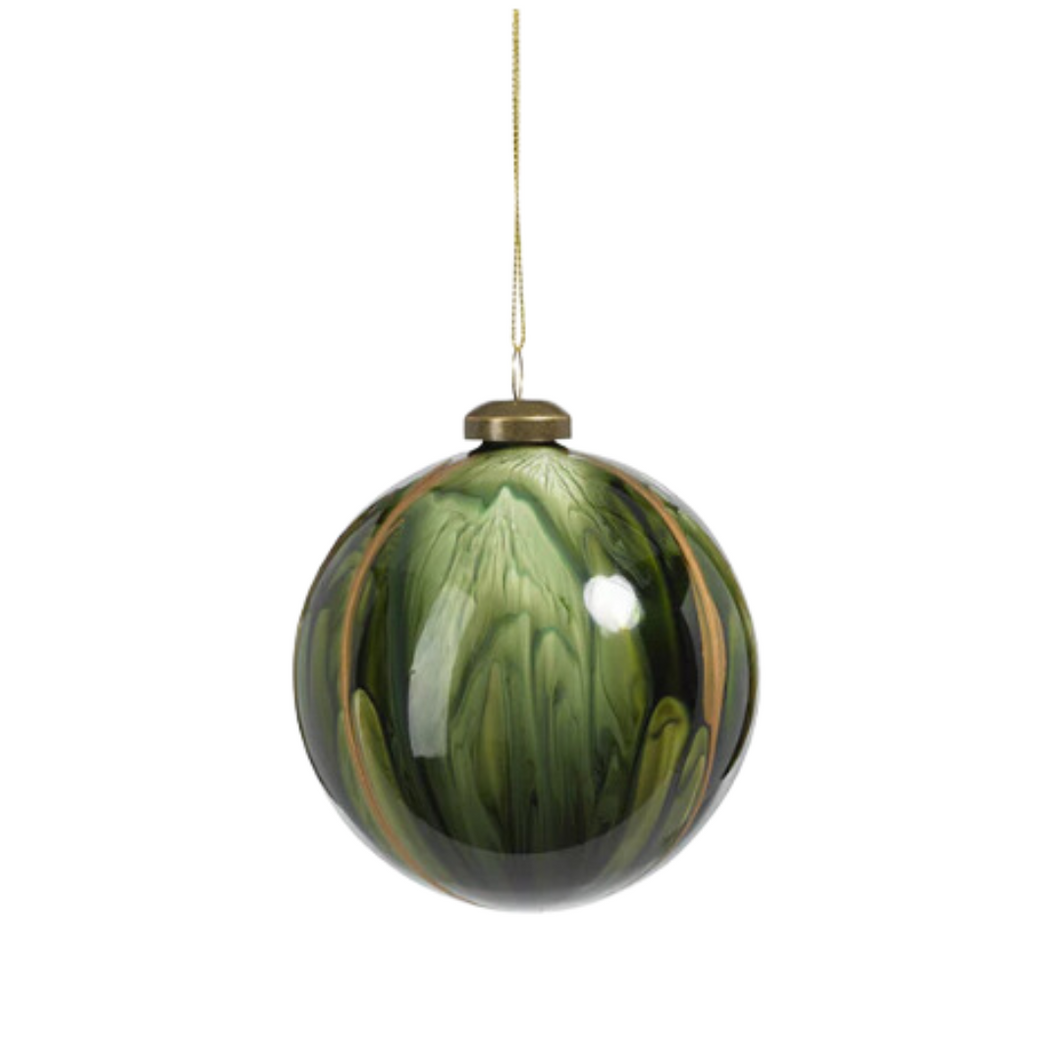 Green Watercolor Glass Ornament