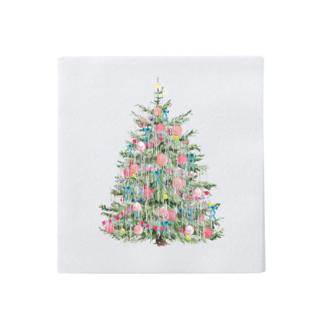 Vintage Tinsel Christmas Tree Cocktail Napkins