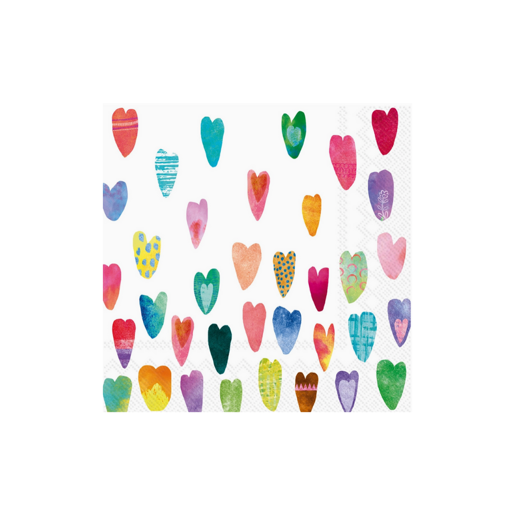 Rainbow Hearts Cocktail Napkins