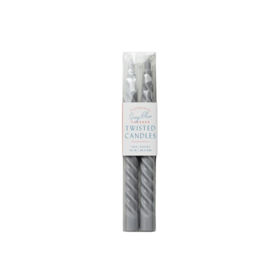 Twisted Taper Candles, Grey Blue