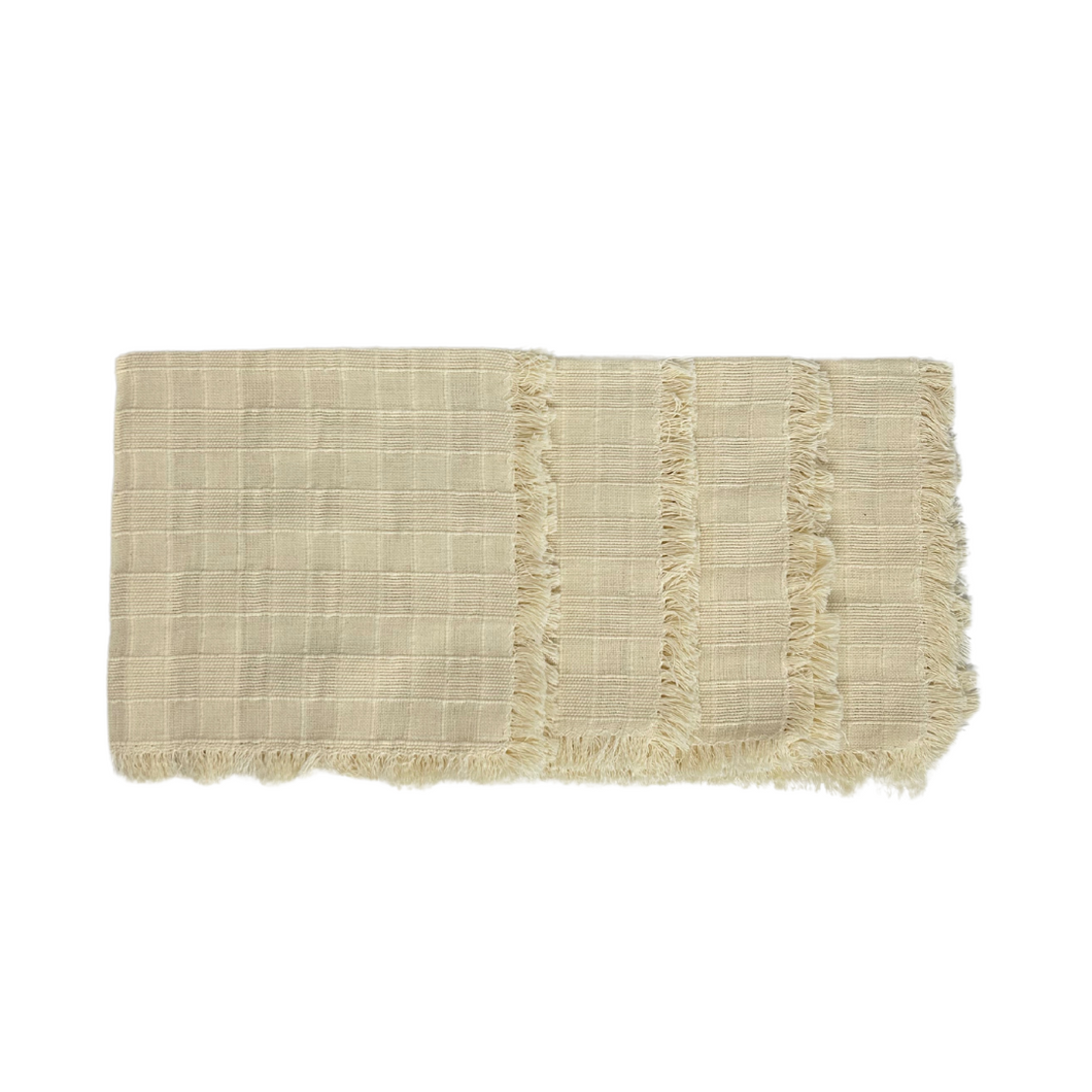 Neutral Checkered Linen Napkins