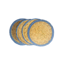 Load image into Gallery viewer, Blue Rim Woven Coasters, Set of 4
