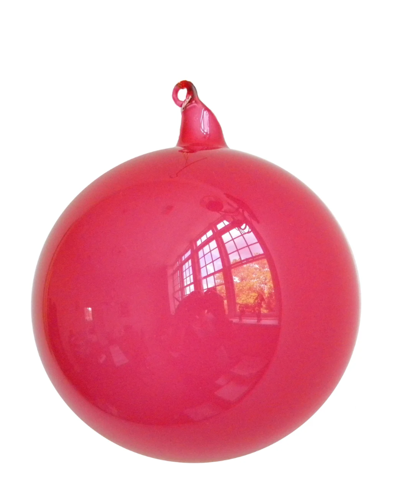 Hand Blown Glass Ornament, Cranberry